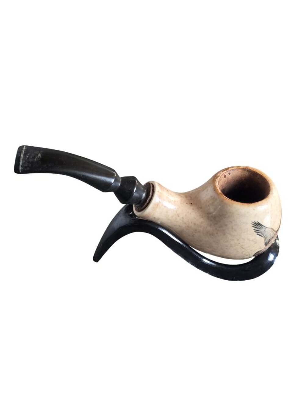 LePeltier USA Quail in Flight Tobacco Briar Billiard Smoking Bent Stem Pipe